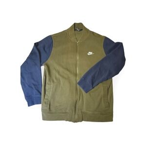 Nike Sportswear Full Zip Sweatshirt Colorblock Track Jacket Green Navy‎ XL